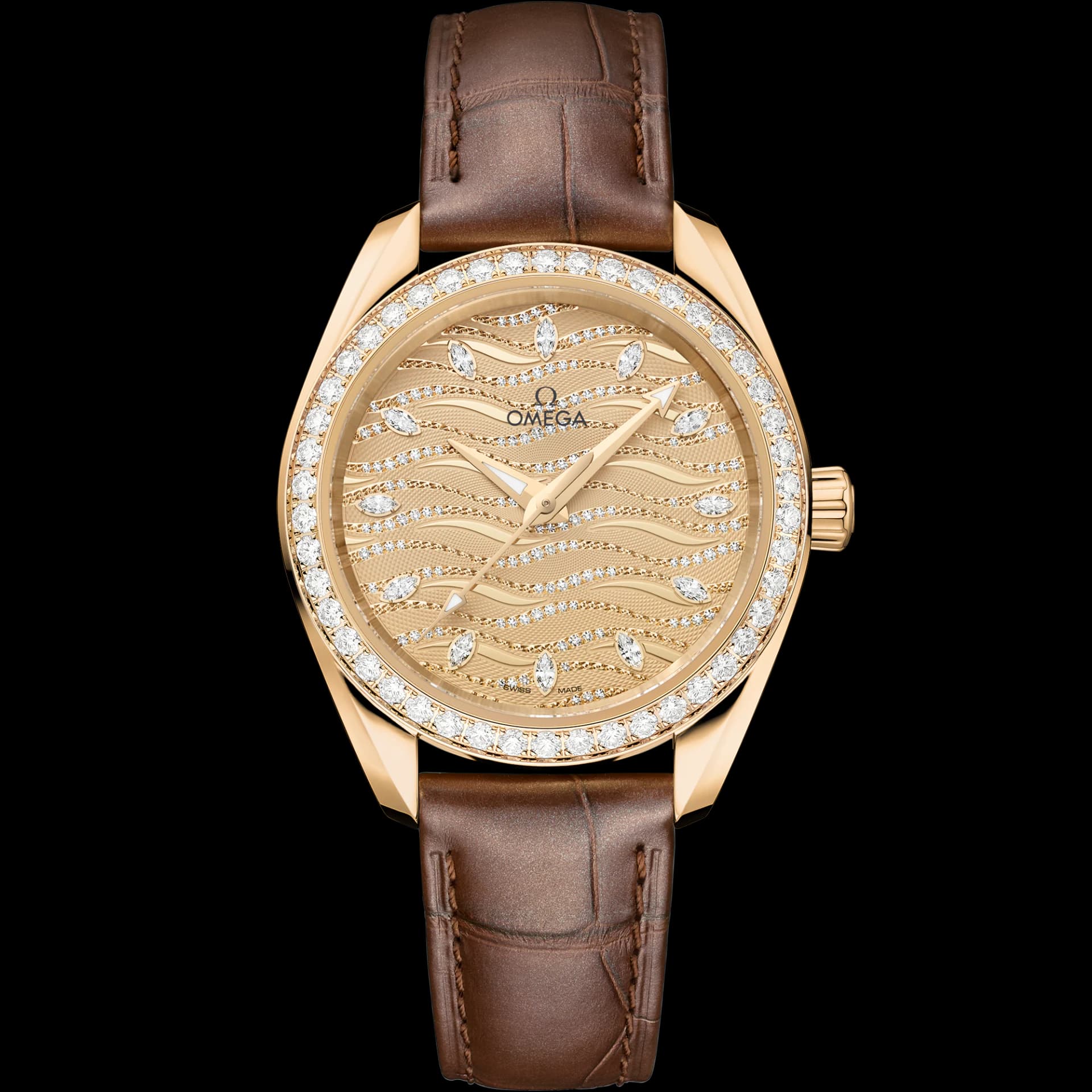 Omega Seamaster 34 mm, or Moonshine™ sur alligator