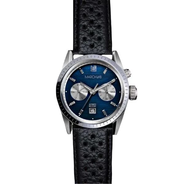 March LA.B Montre March LA.B Agenda Supra Automatique Cadran Navy Buffle Perforé Noir
