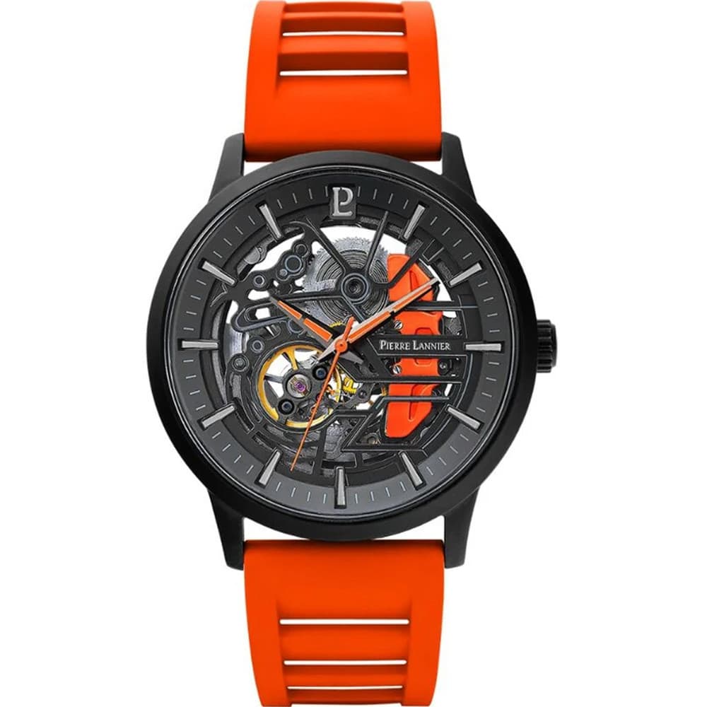 Pierre Lannier Montre Automatique Pierre Lannier Collection Paddock en Caoutchouc Orange
