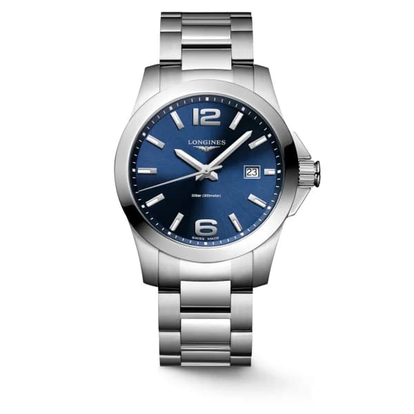 Daniel Gérard Montre Longines Conquest 41 mm Quartz Cadran Bleu Bracelet Acier