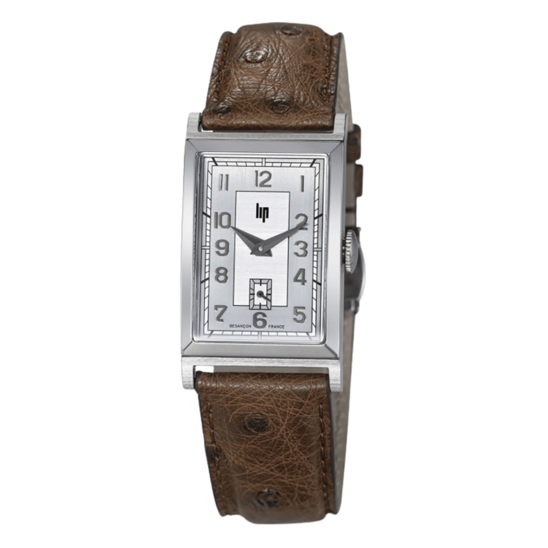 Lip Montre Lip Churchill T18 Original mécanique cadran argenté bracelet cuir marron