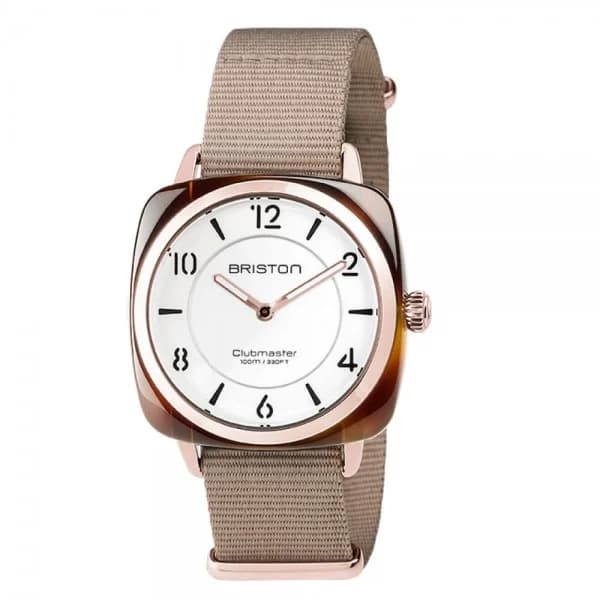 Briston Montre Briston Clubmaster Chic Acétate Gold Cadran Blanc