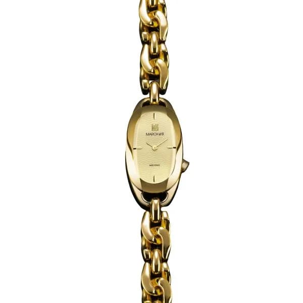 March LA.B Montre March LA.B Oblongue Electrique Gold Gourmette Doré