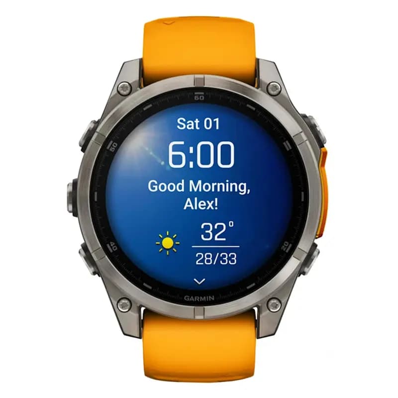 Garmin Montre Garmin Fenix 8 AMOLED Sapphire Titane Bracelet Orange 47mm