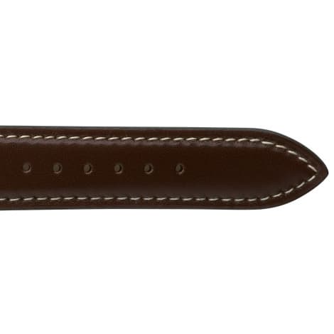 Bracelet Montre Veau Sellier Marron Surpiqure Ecru - Unisexe - Emma - 18101E-03