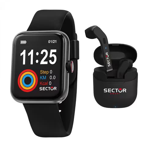 Sector Coffret SECTOR Montre Connectée Homme en Silicone Noir et Ecouteurs sans fil