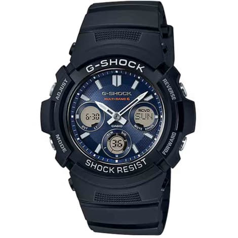 Casio Montre GShock Classic - Série AWG-M100 - Gris anthracite & Bleu 52 × 46.4 mm- AWG-M100SB-2A