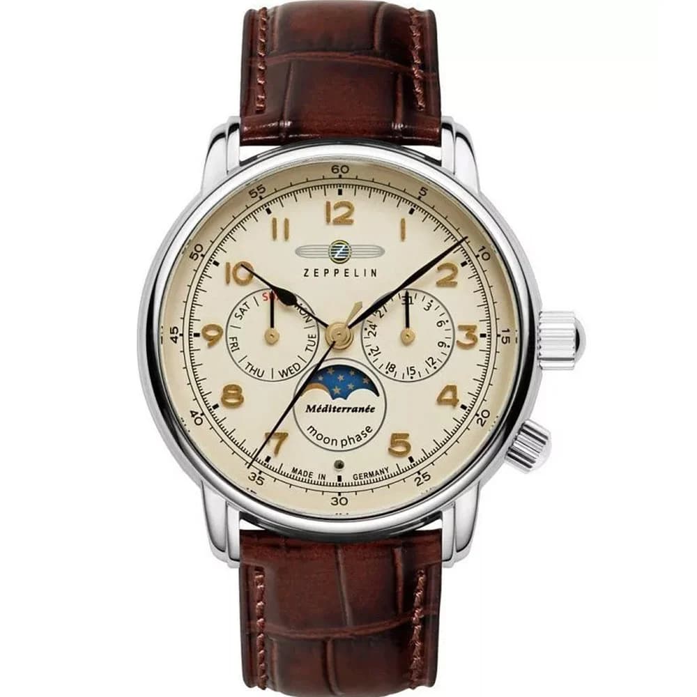 Zeppelin Montre Zeppelin Collection Jahre Mediterranee en Cuir Marron