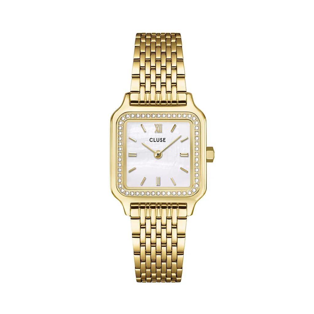 Cluse Gracieuse Petite Watch Steel, Glass Pearls, White, Gold Colour