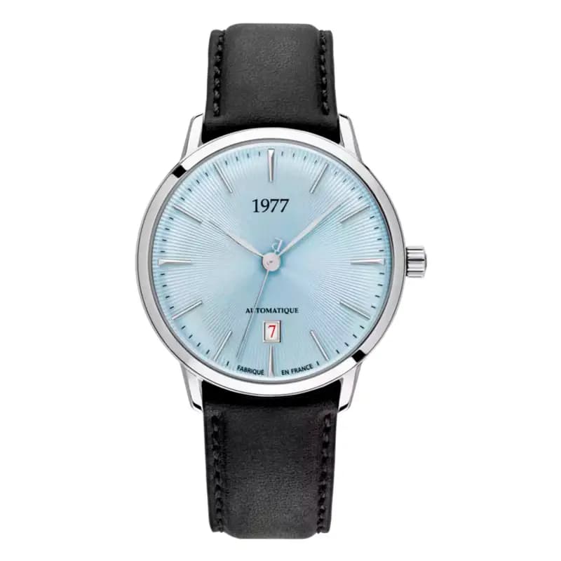 1977 Montre EDMOND bleu glacier argenté cuir 1977P01163