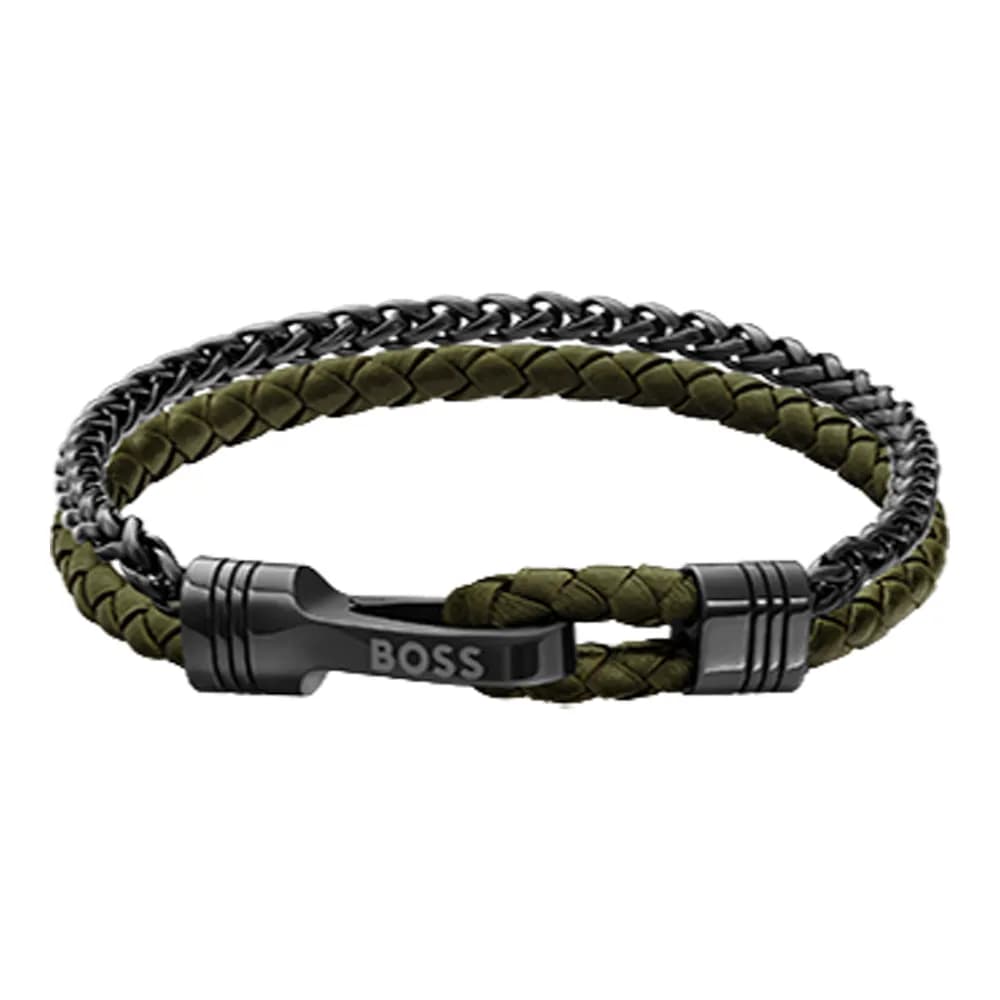 Hugo Boss Bracelet Homme Jaxon Argenté, Vert