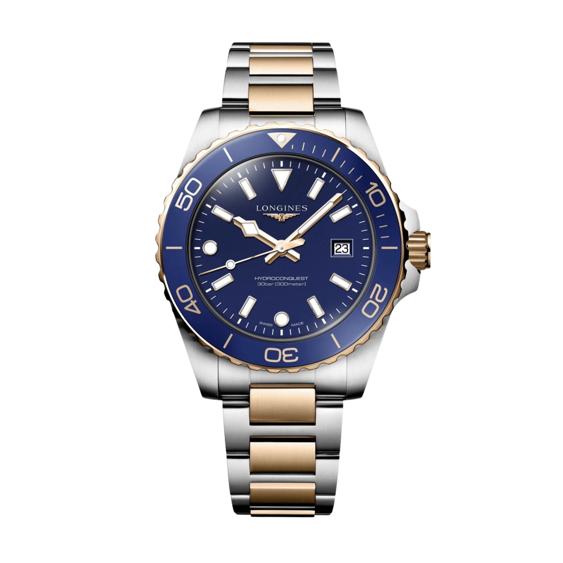 Longines Montre Longines HydroConquest 42mm Quartz Acier &amp; PVD Or Rose Cadran Bleu Sablé