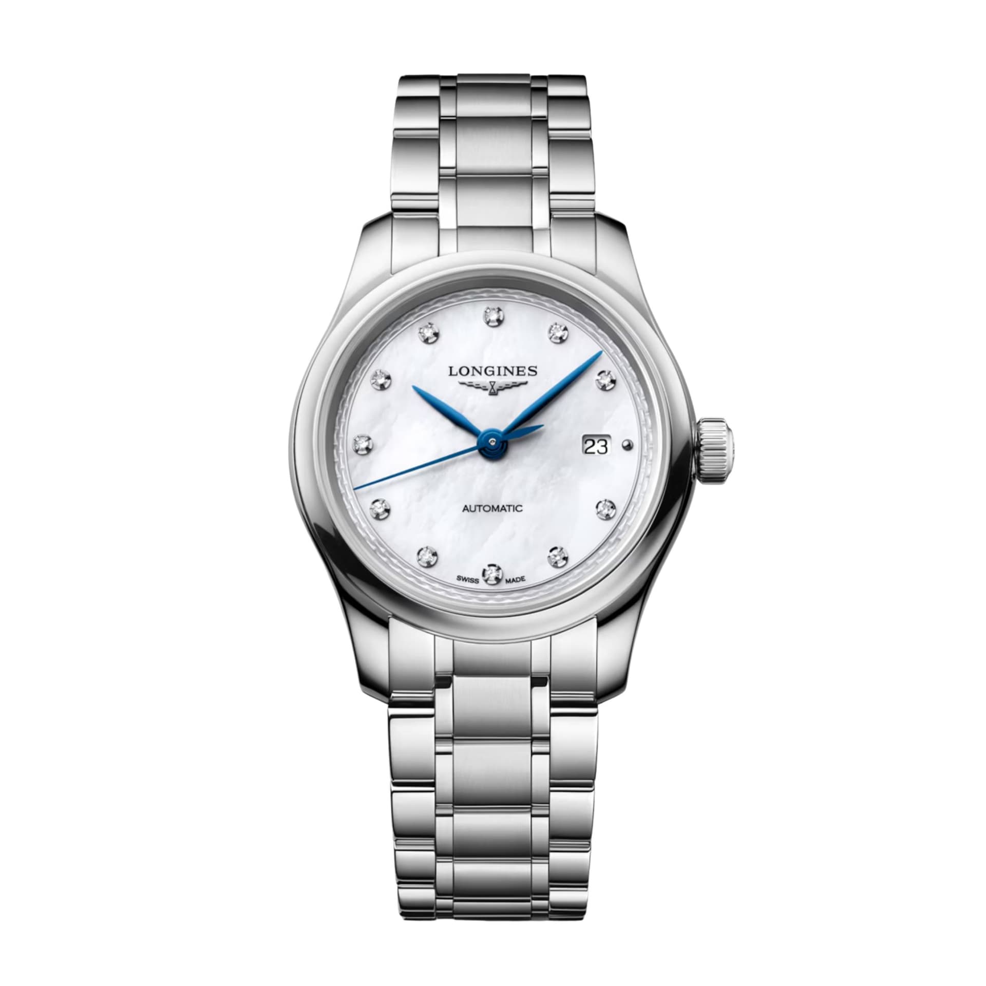 Longines Montre Longines Master Collection automatique cadran nacre blanche bracelet acier 30 mm