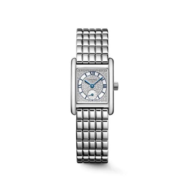 Longines Montre Longines Mini Dolcevita 21,50 x 29 mm Quartz Cadran Neige Serti Bracelet Acier