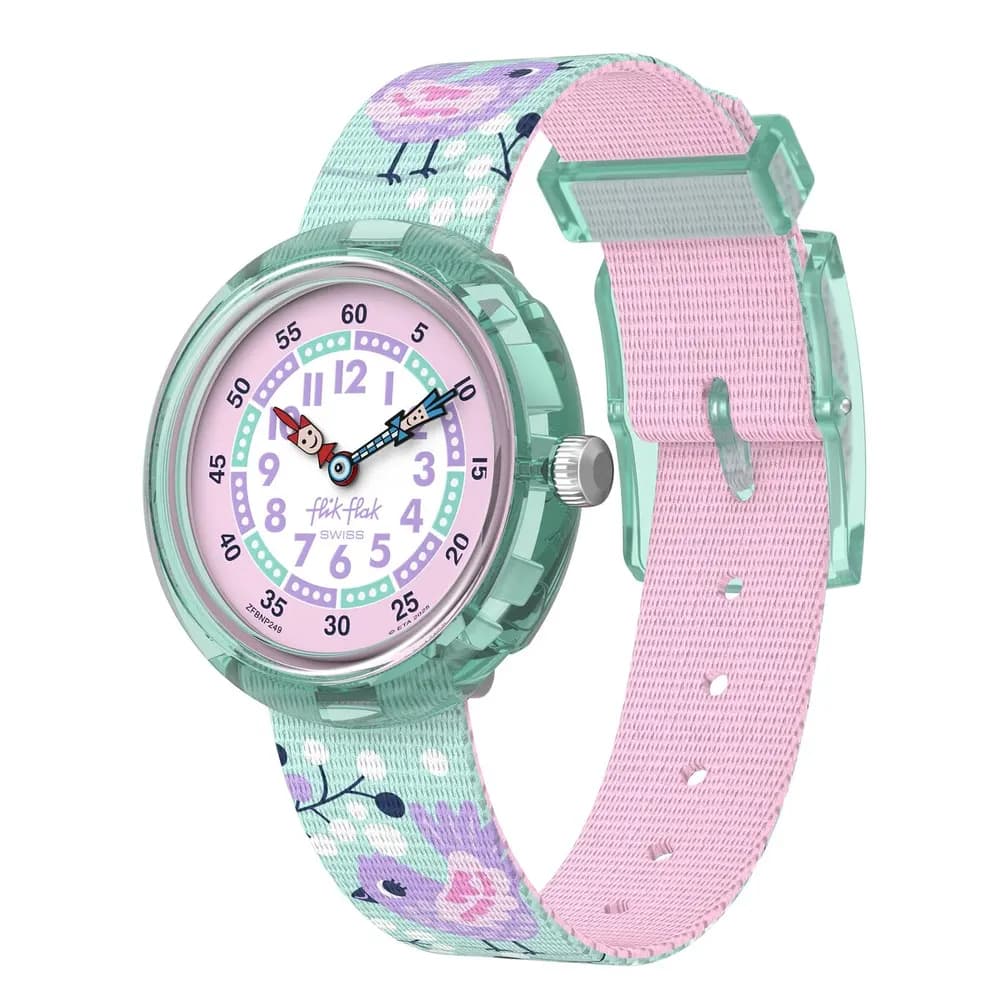 Flik Flak Montre quartz Fille Pattern paradise Rose, Blanc