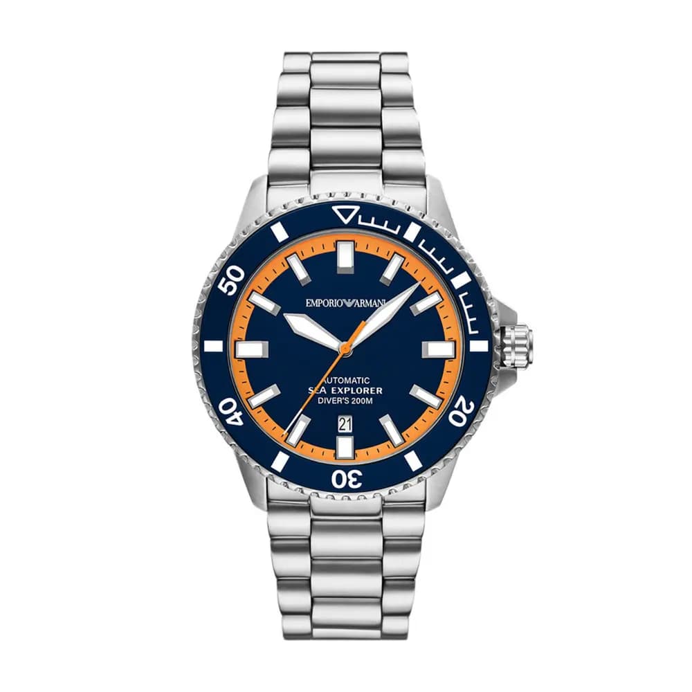 Emporio Armani Montre automatique Homme Sea explorer Bleu foncé, Orange