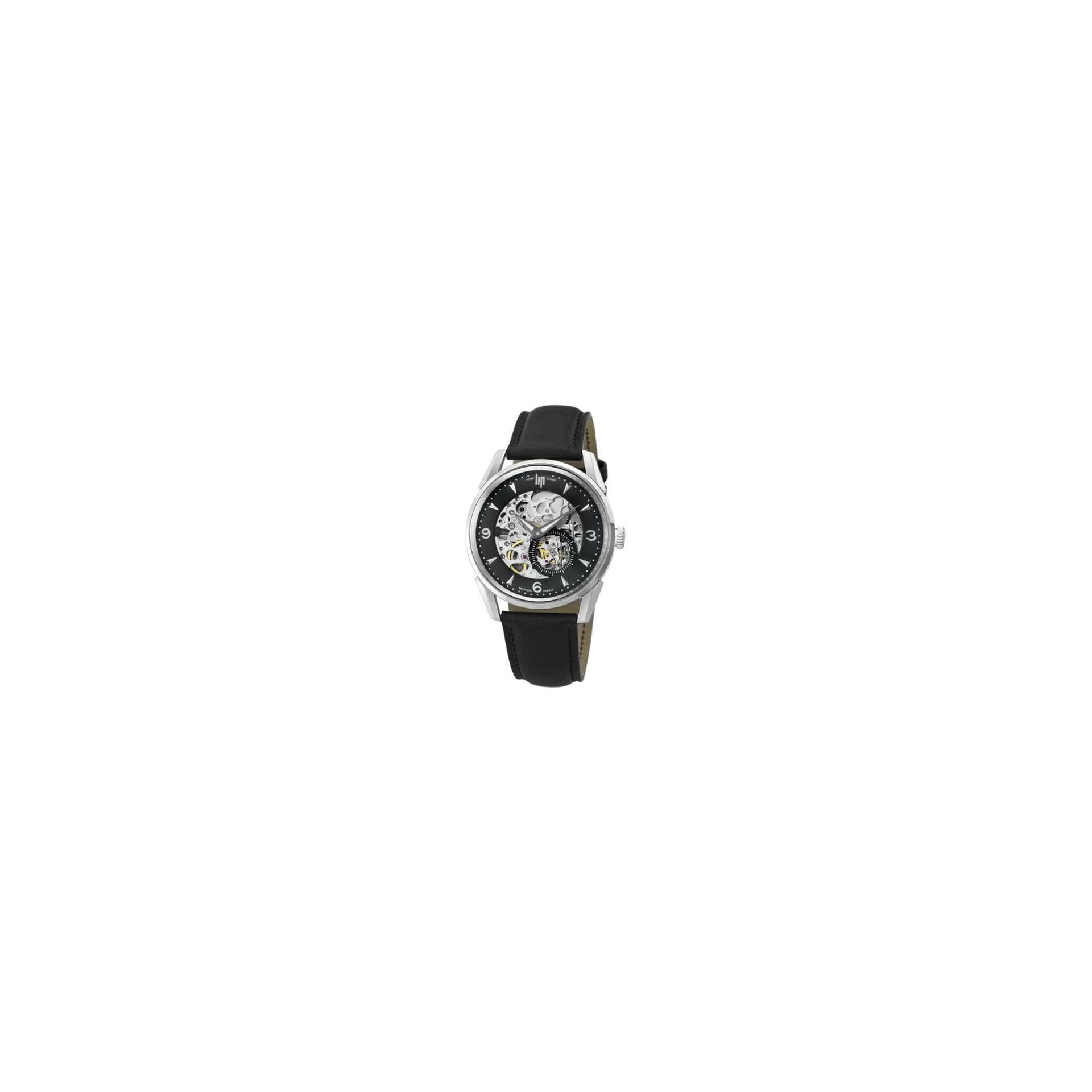Lip Montre Lip Himalaya Squelette automatique cadran noir bracelet cuir noir 40 mm