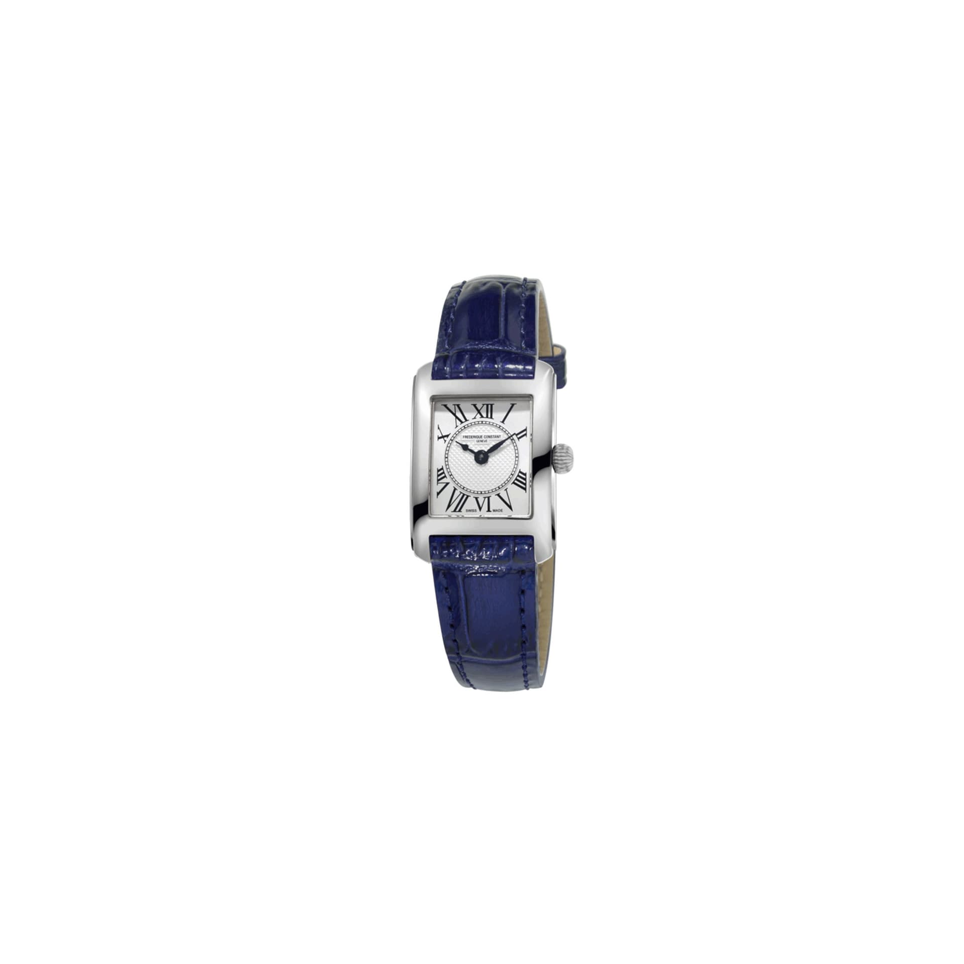Frédérique Constant Montre Frédérique Constant Classics quartz cadran argenté bracelet cuir bleu