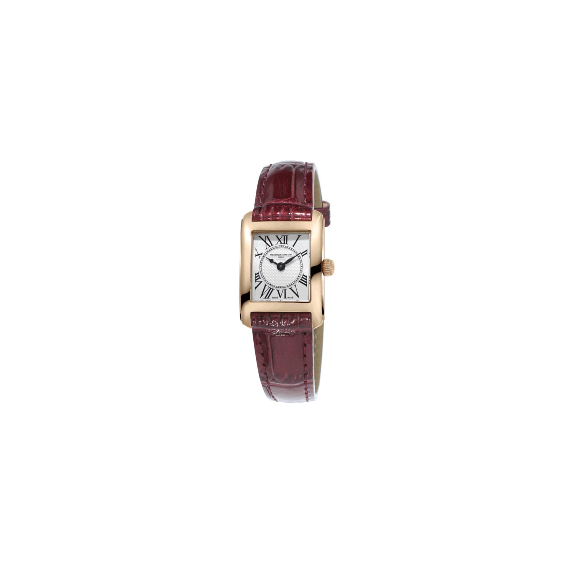 Frédérique Constant Montre Frédérique Constant Classics quartz cadran argenté bracelet cuir burgundy