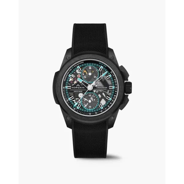 NORQAIN Montre Norqain Wild One 42mm Skeleton Chrono Turquoise Bracelet Caoutchouc Turquoise