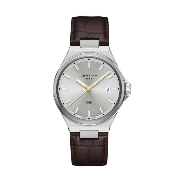 Certina Montre Certina DS-7 Quartz Cadran Argent Bracelet Cuir