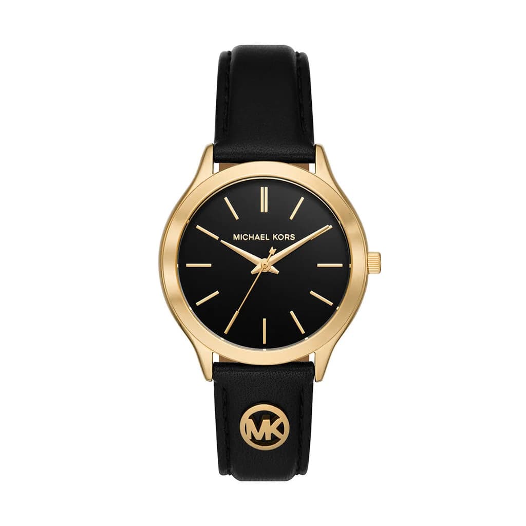 Michael Kors Montre Michael Kors Collection Slim Runway en Cuir Noir