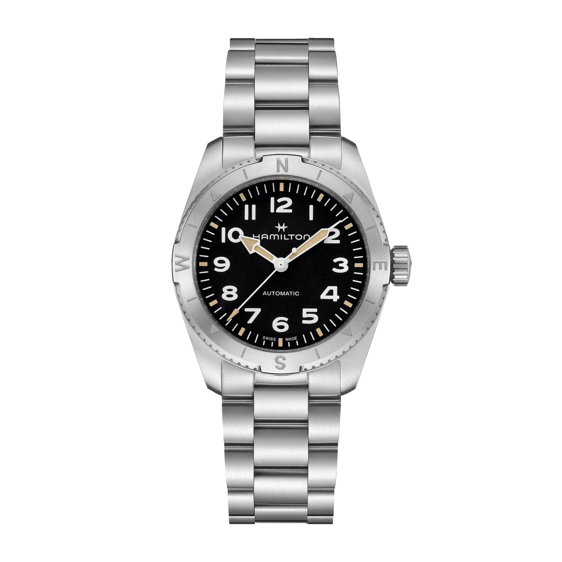 Hamilton Montre Hamilton Khaki Field Expedition automatique cadran noir bracelet acier 37 mm