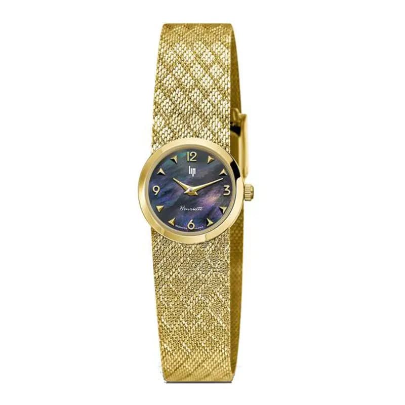 Daniel Gérard Montre LIP Henriette Quartz Cadran Noir Bracelet Acier PVD