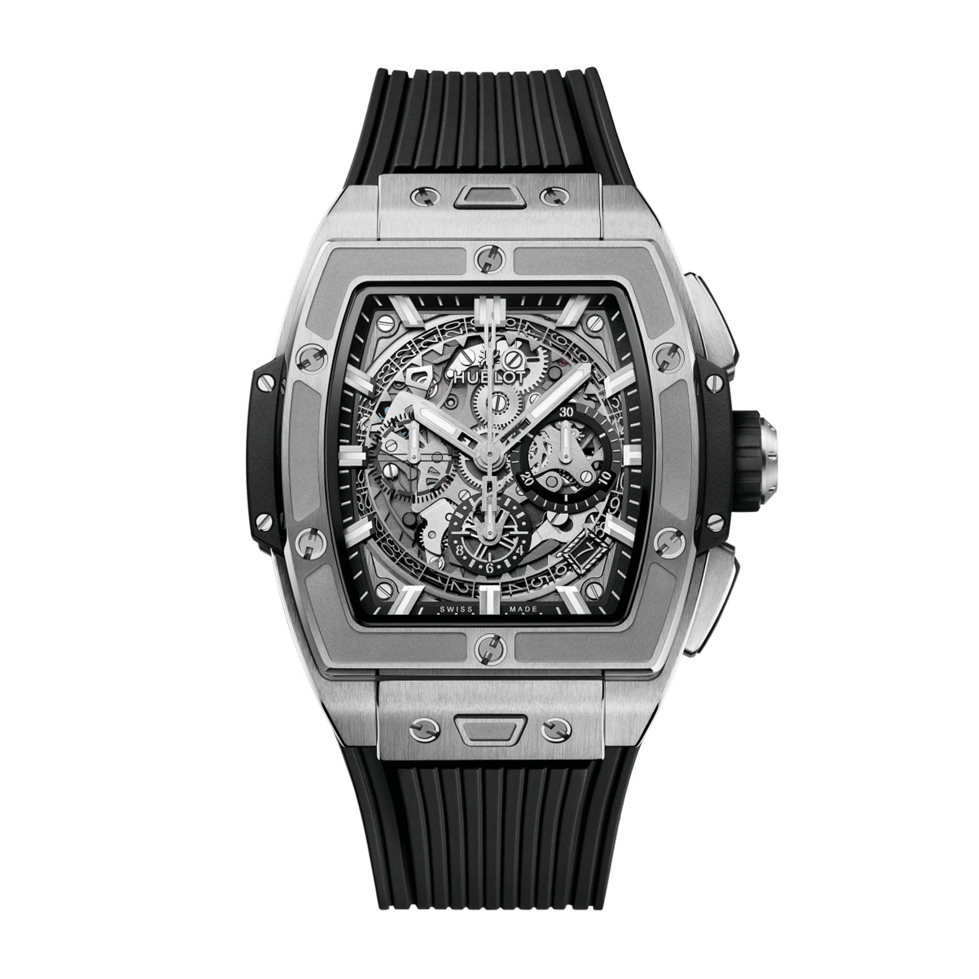 Hublot Montre Hublot Spirit of Big Bang Titanium automatique cadran squelette bracelet caoutchouc 42 mm