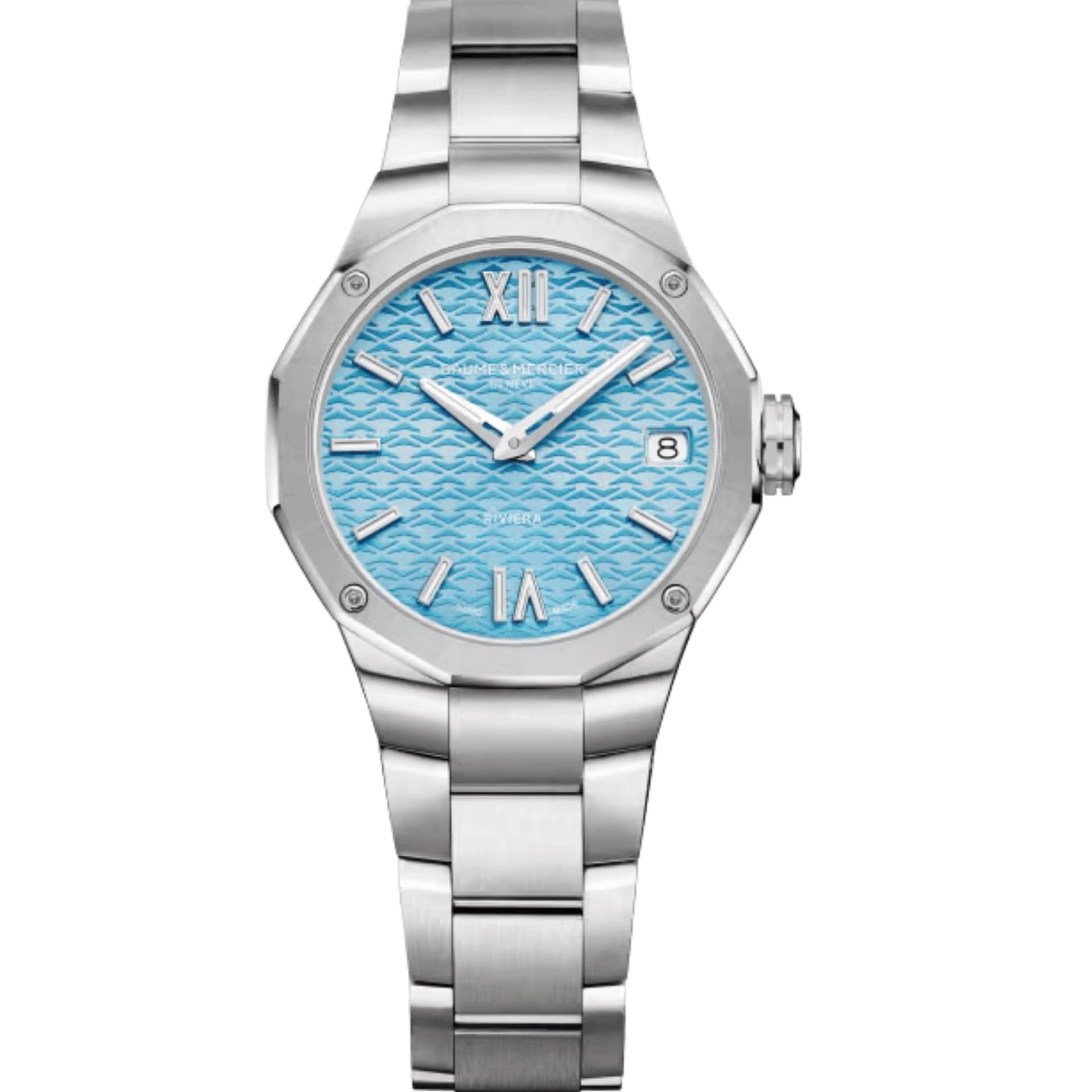 Baume & Mercier Montre Baume et Mercier Riviera quartz cadran bleu bracelet acier 33 mm
