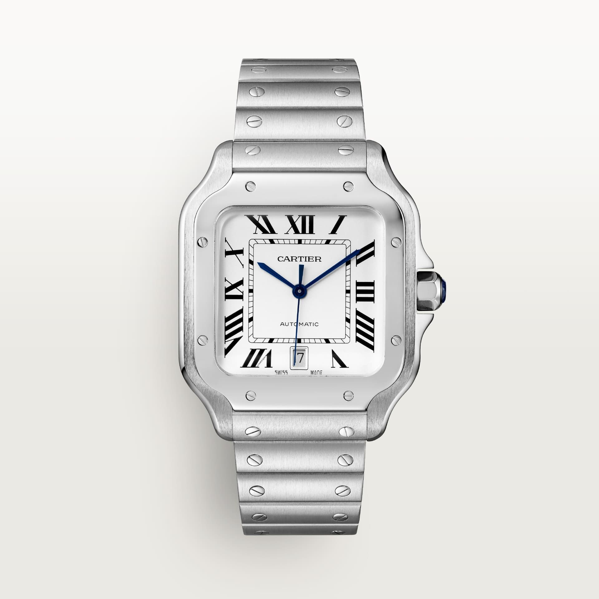 Cartier Santos — cadran blanc bracelet acier