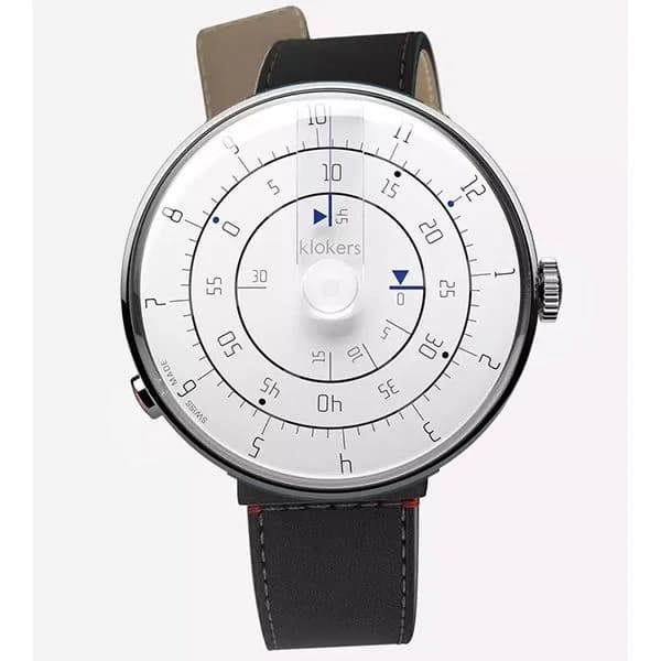 Klokers Montre Klokers KLOK-01 Minimal White Bracelet Cuir Noir