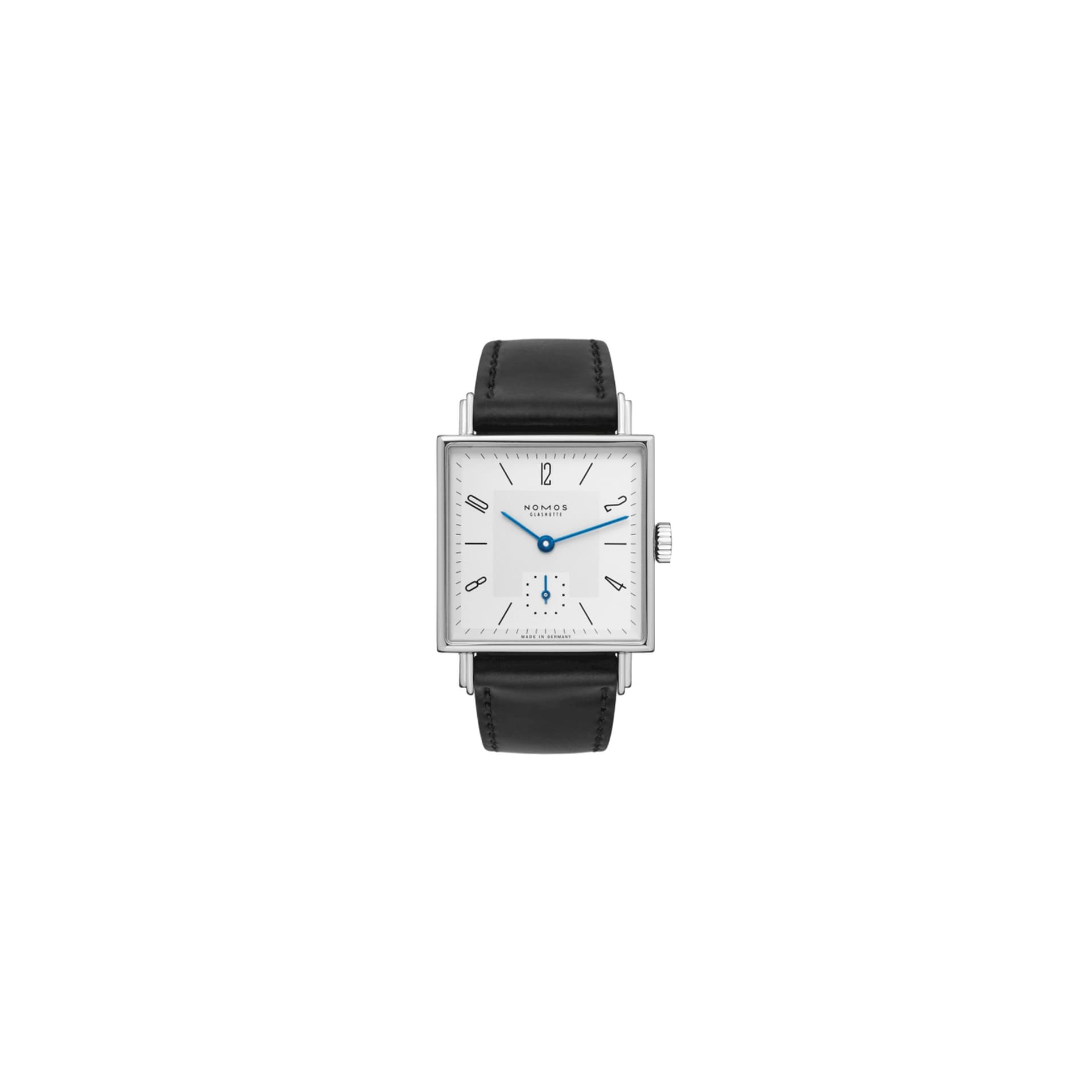 Nomos Montre NOMOS Tetra 27 mécanique cadran blanc bracelet cuir véritable noir 27,5 mm