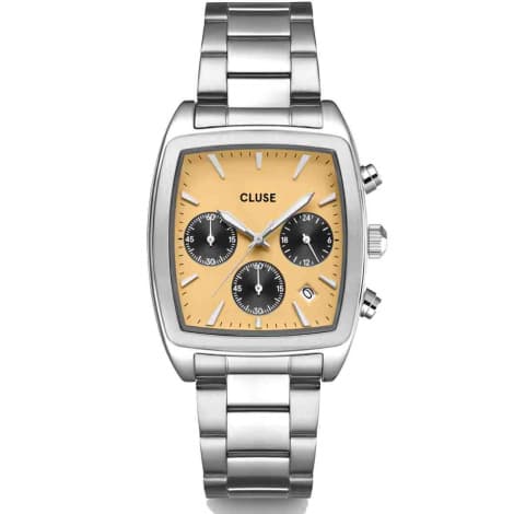 Cluse Quartaut Chrono Watch Steel, Yellow and Grey, Silver Colour