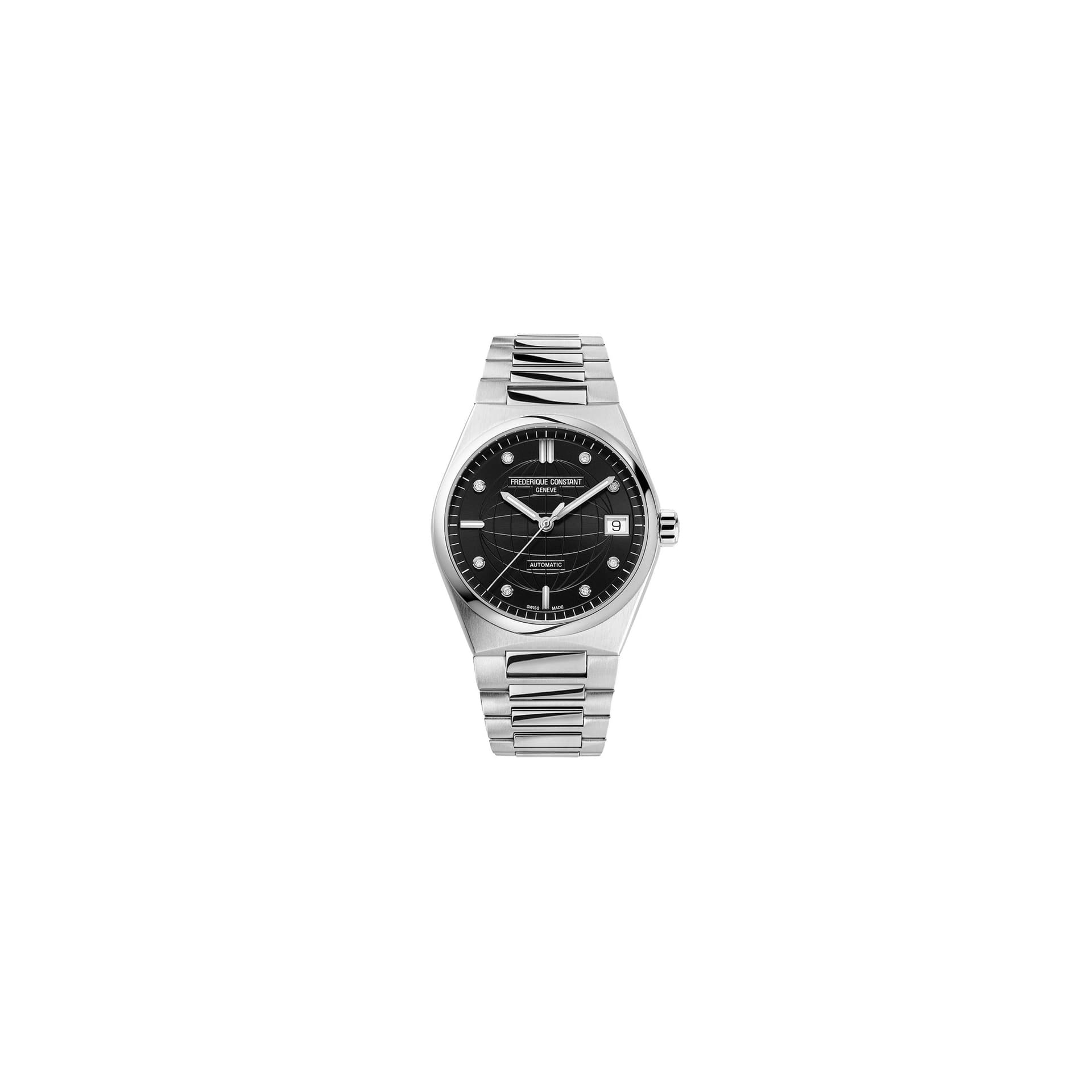 Frédérique Constant Montre Frédérique Constant Highlife Ladies automatique index diamants cadran noir bracelet acier 34 mm