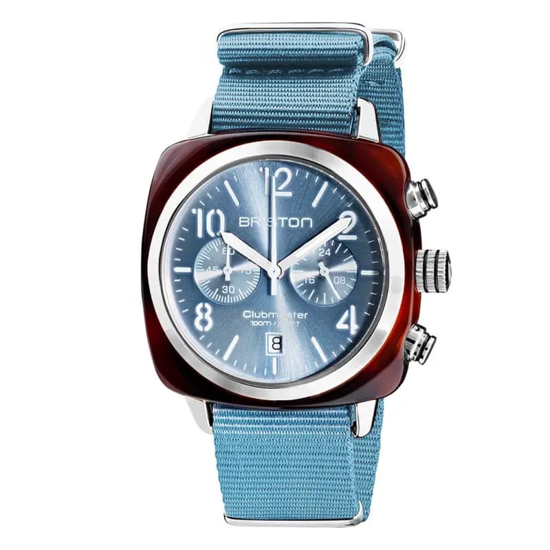 Briston Montre Clubmaster Classic Chrono Bleu Glacier 19140.SA.T.25.NIB
