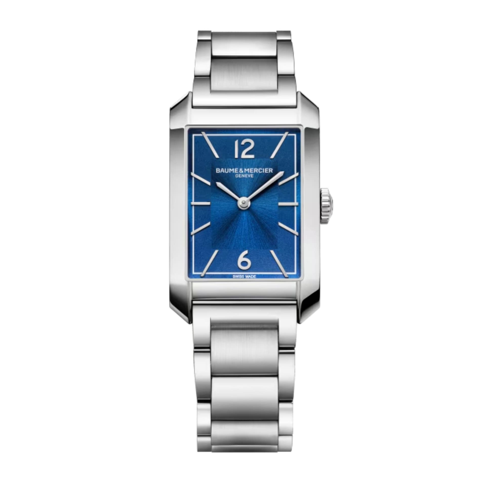 Baume & Mercier Montre Baume et Mercier Hampton quartz cadran bleu bracelet acier 43 x 27 mm