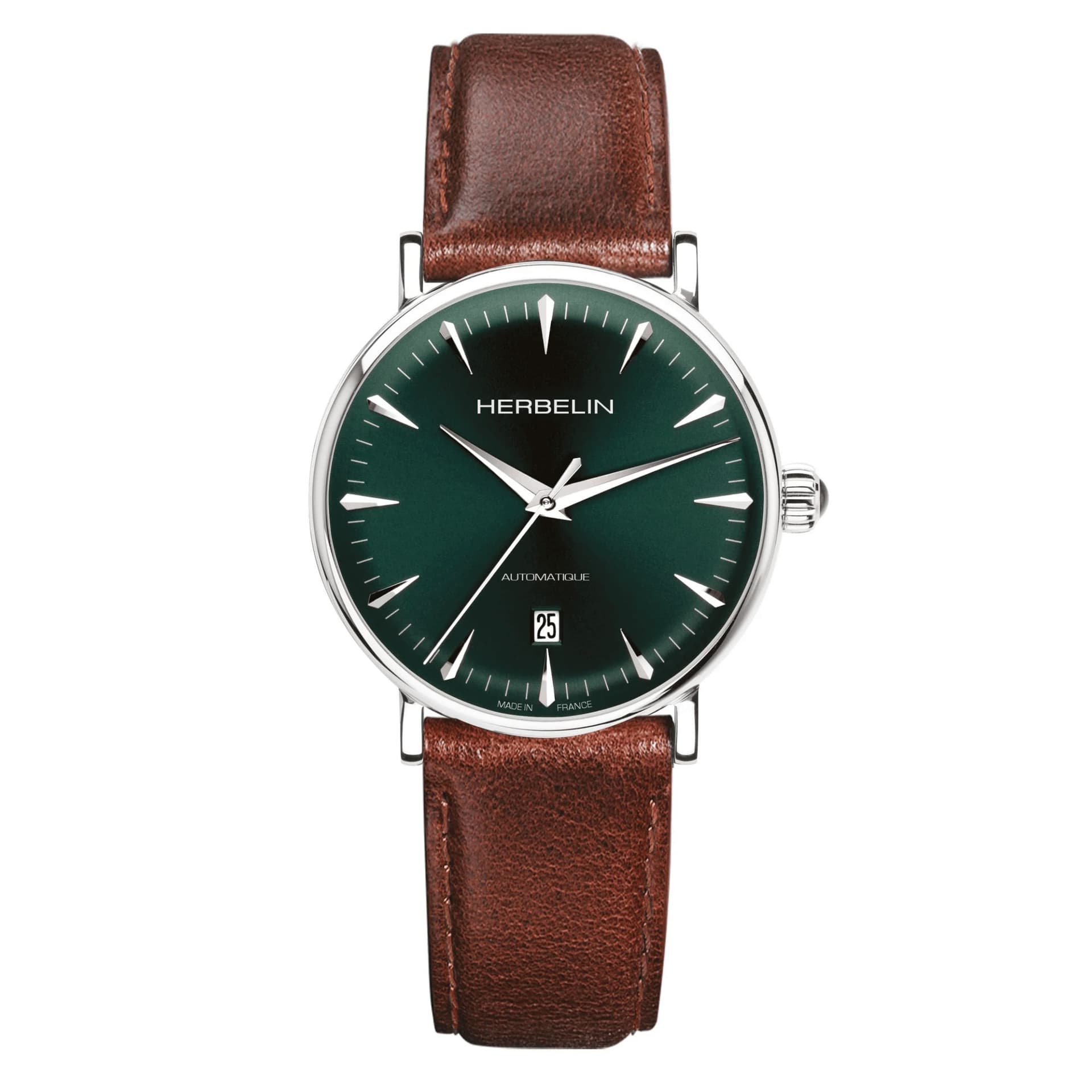 Michel Herbelin Montre Herbelin Inspiration Automatique Cadran Vert Bracelet Cuir - 1647AP16BR