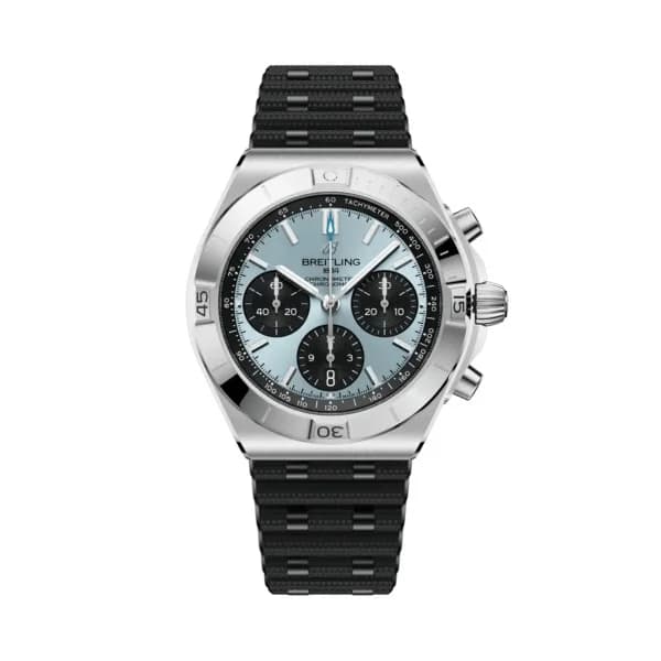 Breitling Montre Breitling Chronomat B01 Chronograph 42mm Automatique Cadran bleu glacier Bracelet Caoutchouc