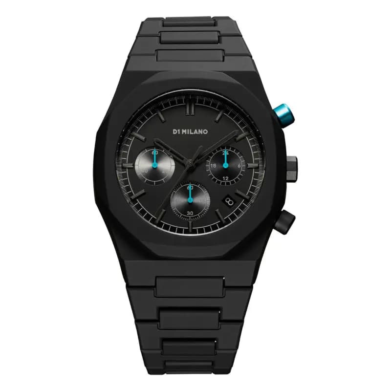 D1 Milano Montre D1 Milano Polychrono Characoal Black Quartz - 40,5 mm- Cadran Noir - PHBJ07