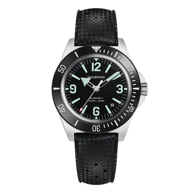 Wolbrook Montre de Plongée Automatique Skindiver II - Lum Vert & Cadran Noir