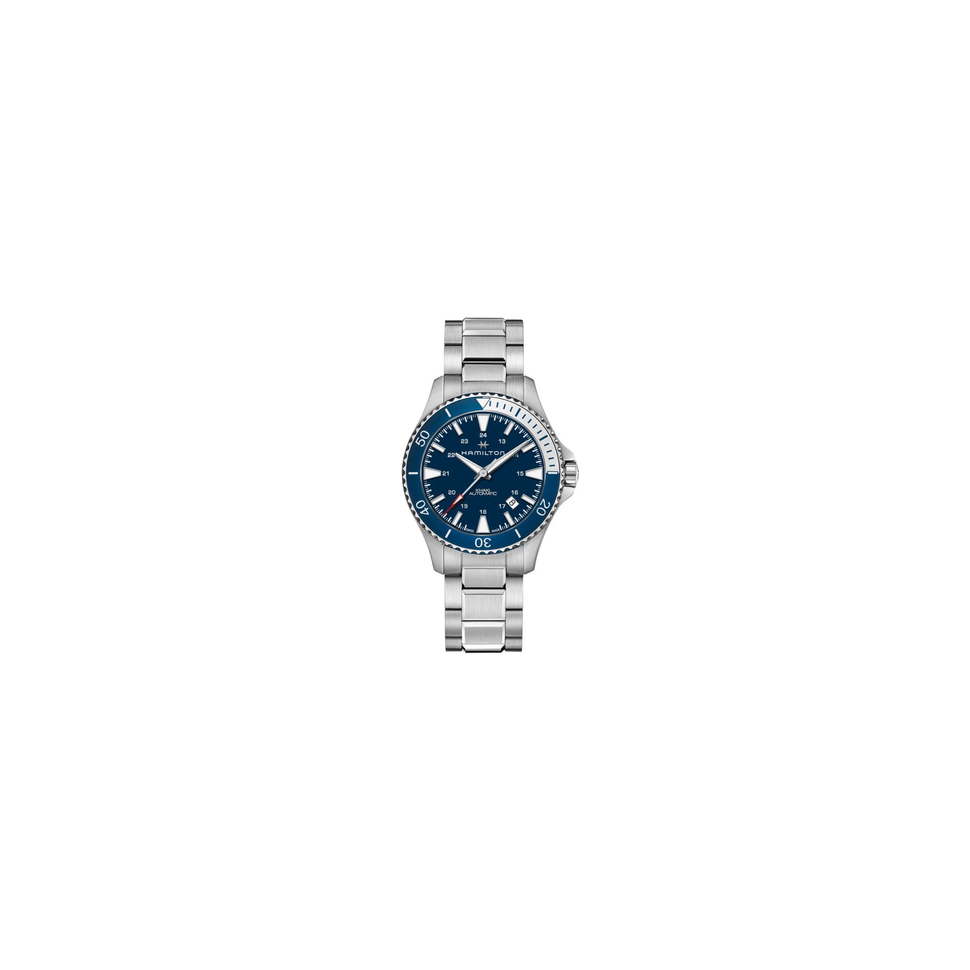 Hamilton Montre Hamilton Khaki Navy Scuba automatique cadran bleu bracelet acier 40 mm