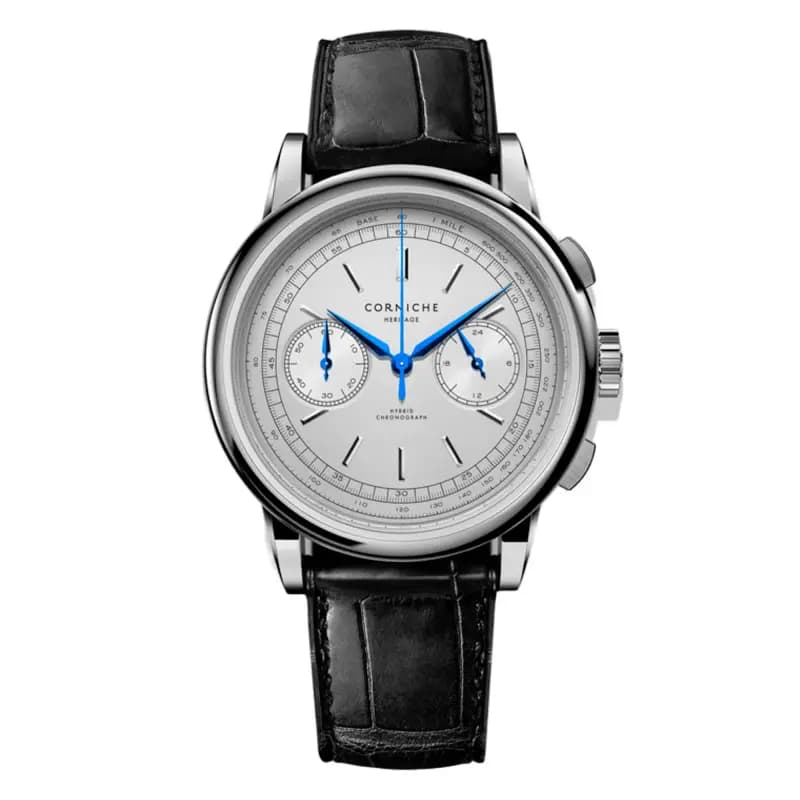 Corniche Montre Heritage Chronograph Steel with White dial
