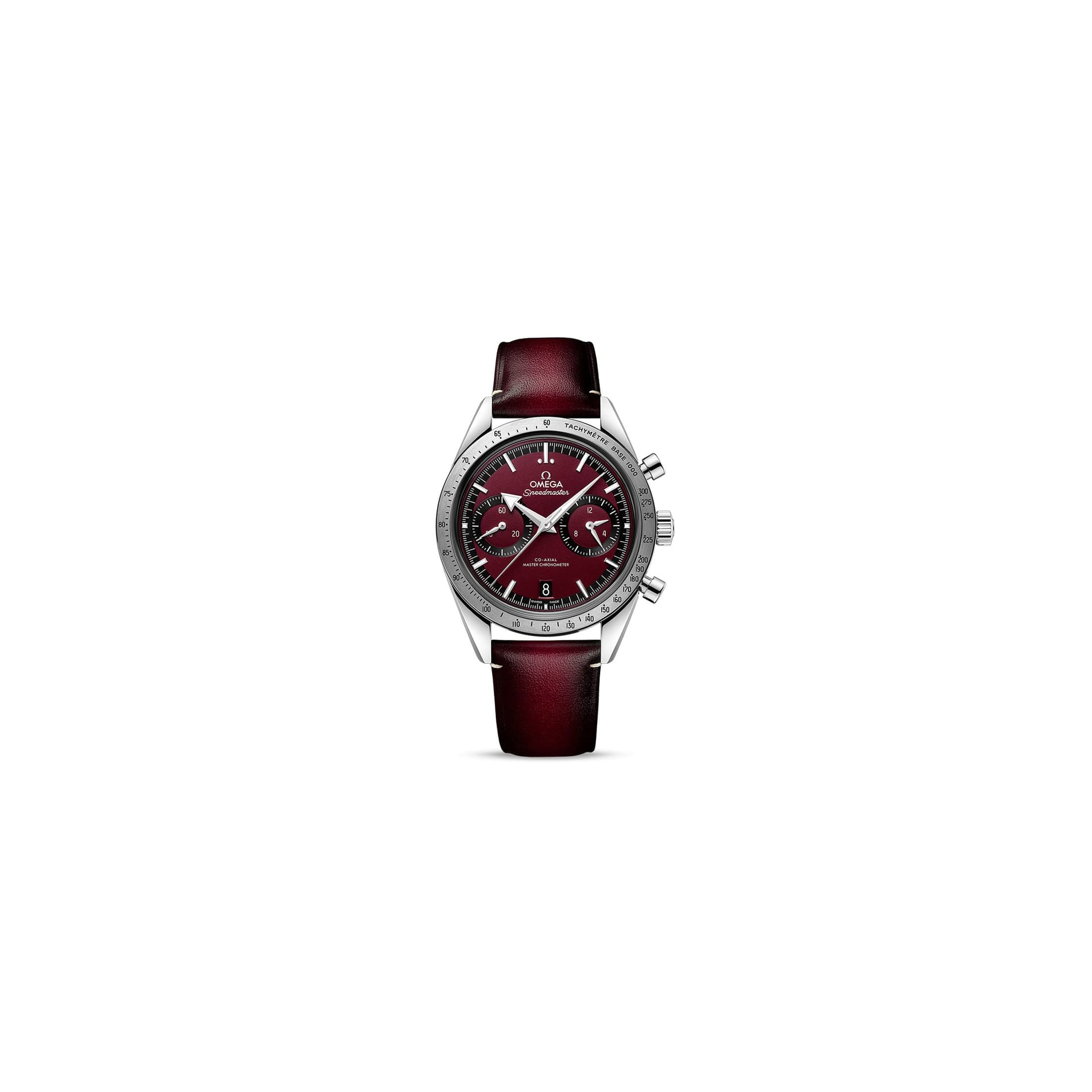 Omega Montre Omega Speedmaster '57 Co-Axial Master Chronometer cadran rouge bracelet cuir 40,5 mm