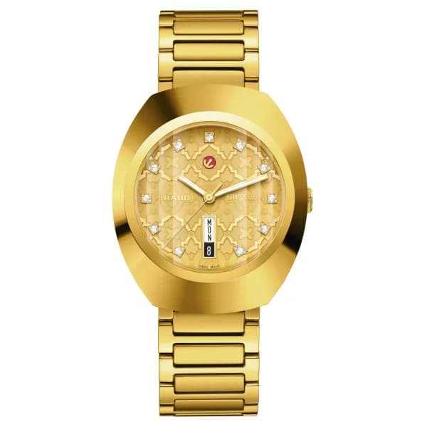Rado Montre Rado Diastar Original Automatique Cadran Jaune Bracelet Doré
