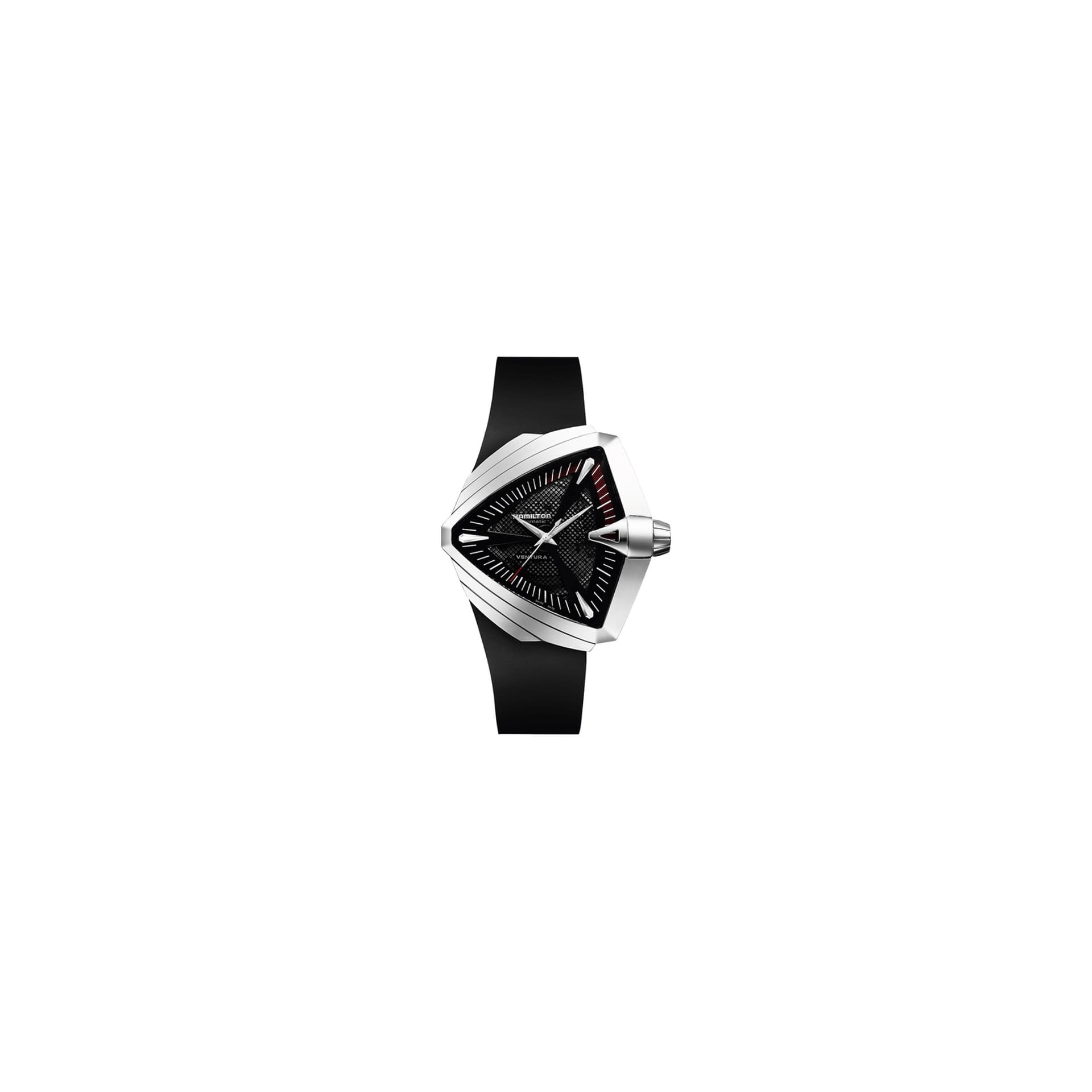 Hamilton Montre Hamilton Ventura XXL cadran grillagé noir bracelet caoutchouc noir