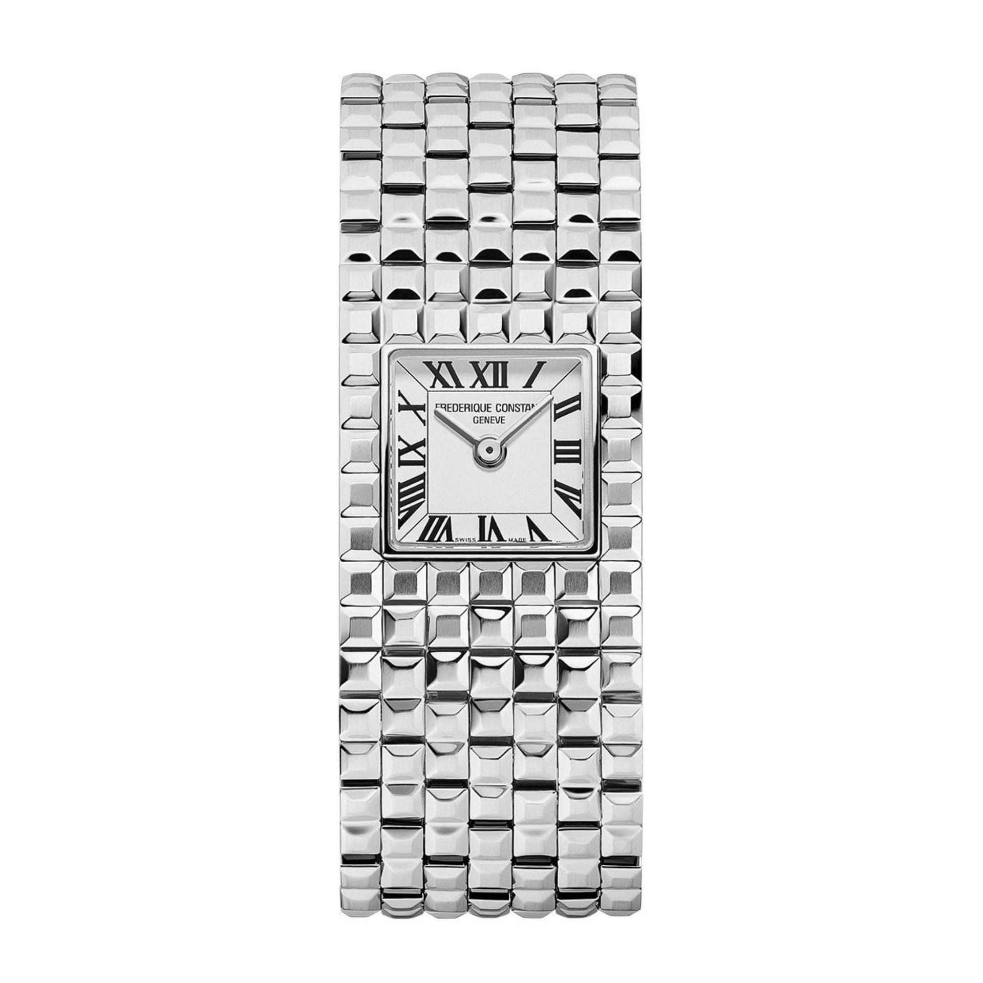 Frédérique Constant Montre Frédérique Constant Classics Manchette quartz cadran blanc bracelet acier 25.7 x 20 mm