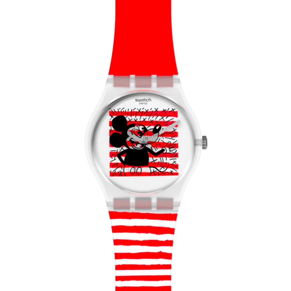 Swatch Montre Swatch Collection Keith Haring en Silicone Bicolore