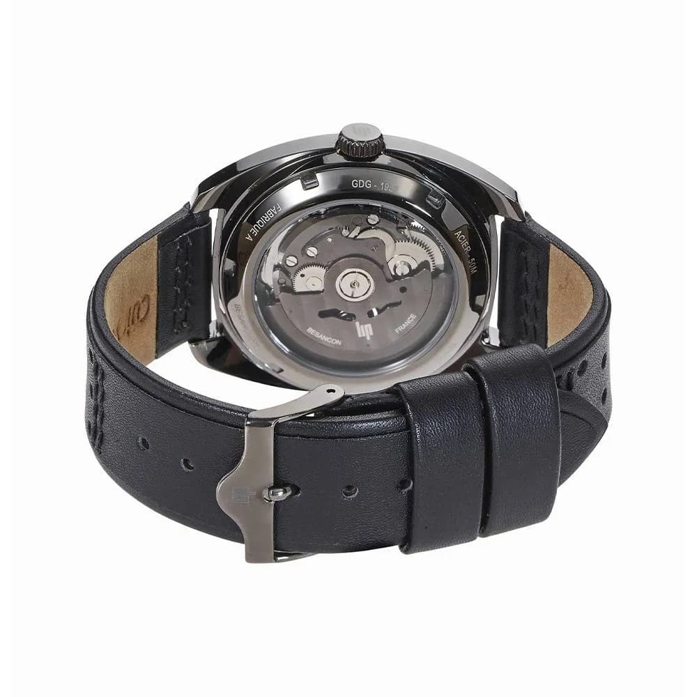 Lip Montre Lip Général de Gaulle 671381- Homme - cadran Noir- 39 mm - Acier et PVD gris