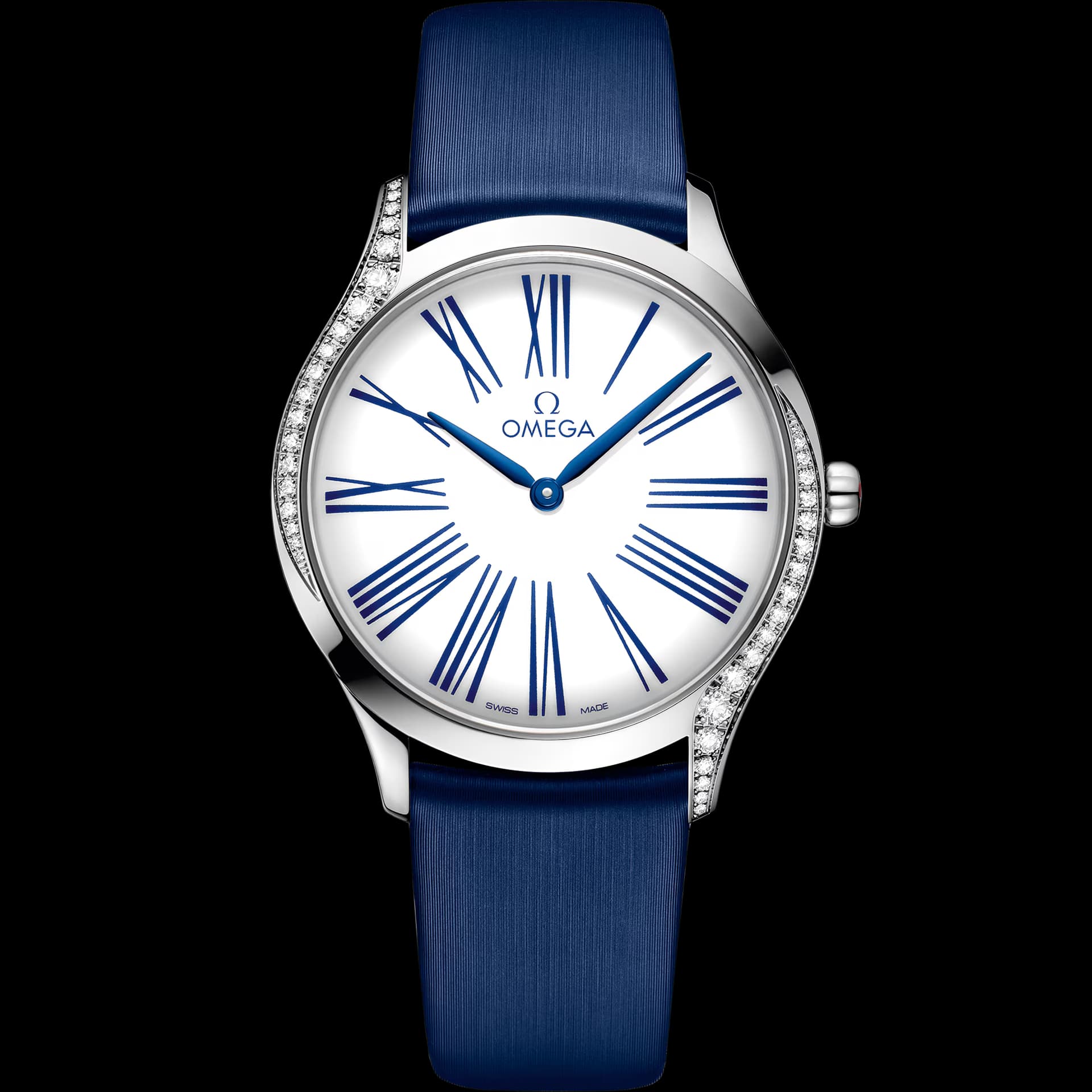 Omega De Ville 36 mm, acier sur bracelet tissu